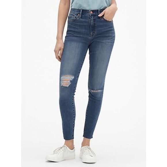 Gap High Rise distressed Stretch Skinny Skimmer Legging Ankle Cropped jeans 6 28 - Picture 1 of 10